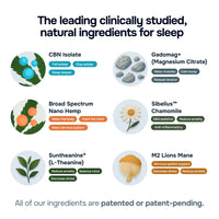 Chart of natural ingredients for sleep with icons and text on a white background